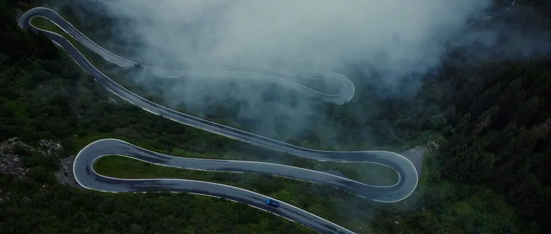 Mountain road from above